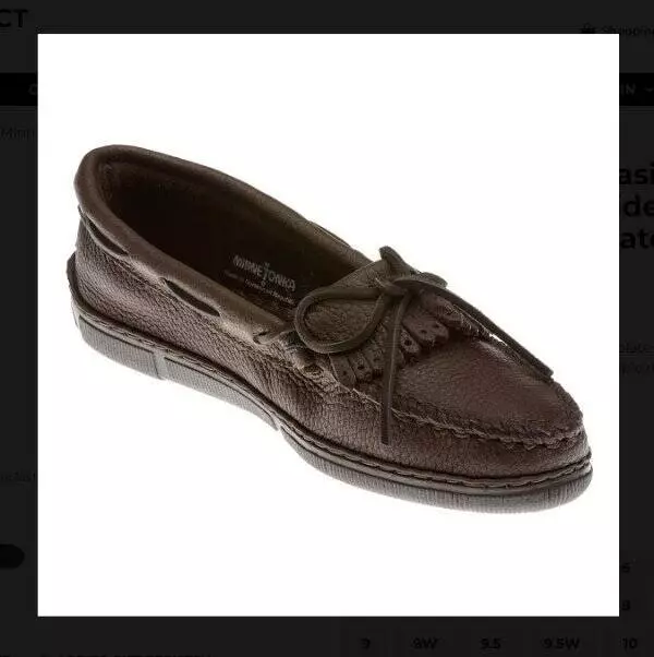 Minnetonka SZ 8 Moccasins 392 Moosehide Fringed Kilty Chocolate