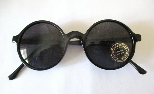 LUNETTES DE SOLEIL Rondes Ø 4,5 Cm Neuves Monture Noire EUR 4,99