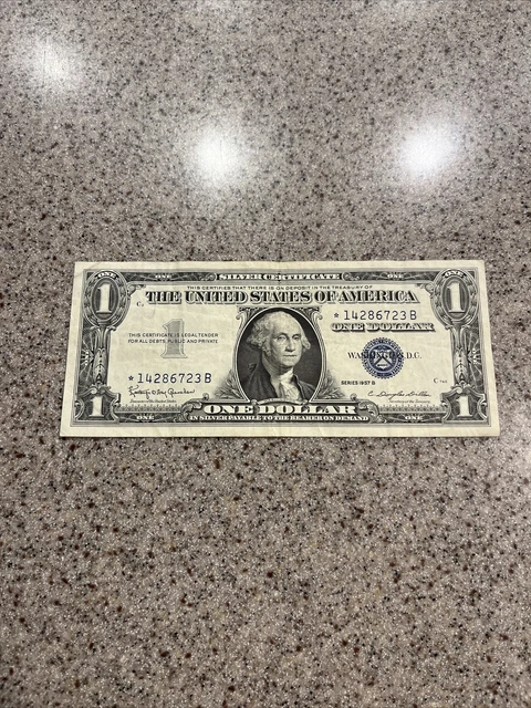 1957B ⭐️ Star Note $1 One Dollar Silver Certificate -Nice F/XF Condition!-