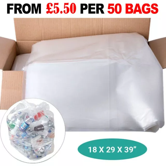 Clear HEAVY DUTY 160 GAUGE Refuse Sacks / Bags Strong Bin Liners Rubbish Bag