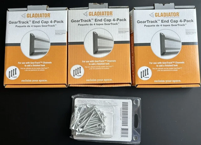 Tres Nuevos Paquetes De 4 Tapas Finales De Canal De Banda De Engranajes Gladiador Gaacge4Ppm Más Tornillos