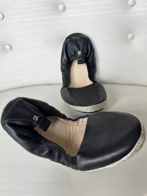 YS Yosi Samra Black Leather Foldable Ballet Flat Shoes Women’s Size 8 Packable