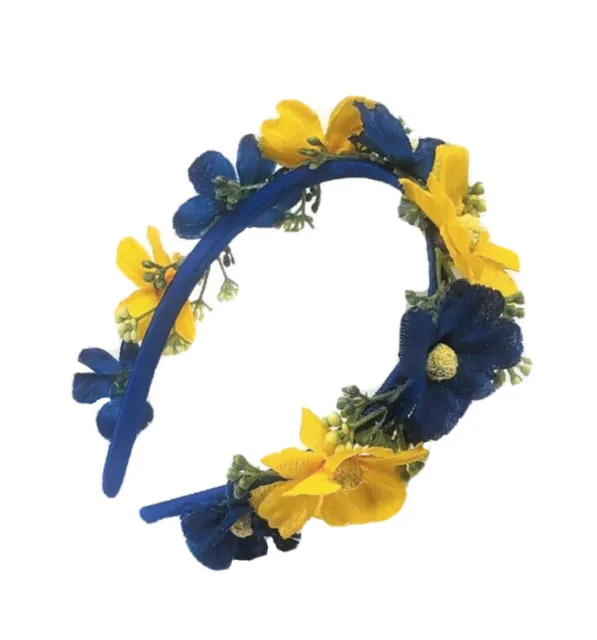 Blue Yellow Color Headband, Flower Headband, Ukrainian Theme Hair Accessory