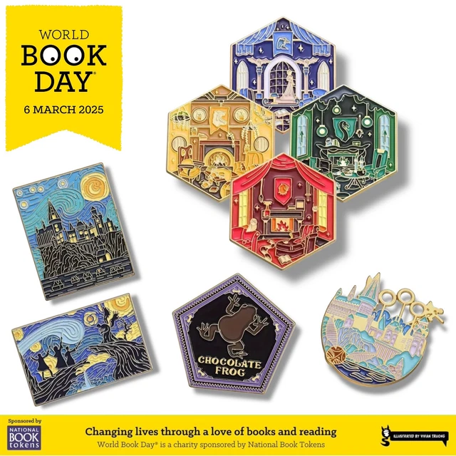 WORLD BOOK DAY 2025 Harry Potter Enamel Pin Badges JK Rowling Magic ...