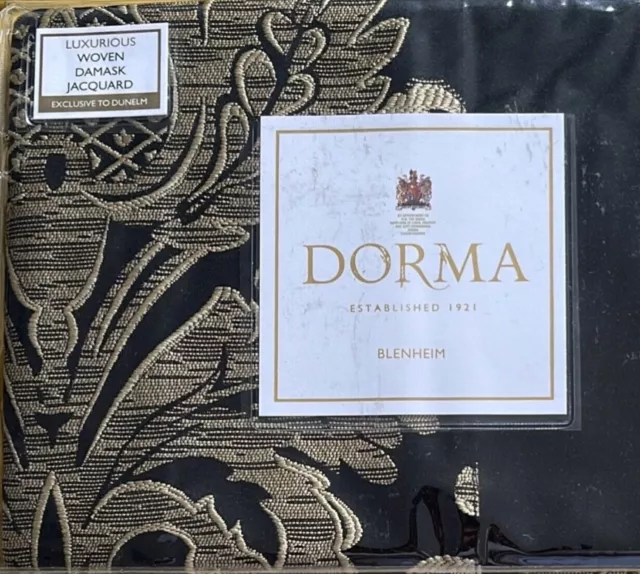 Pair of Dorma Blenheim Cuffed Jacquard Pillowcases Gold & Black BNIP NEW