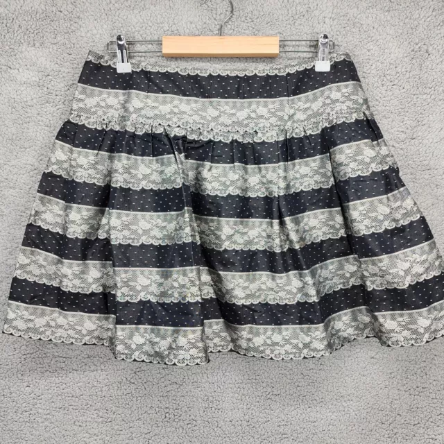 Red Valentino Women's Size IT 46/US 10 Black Beige Striped Circle Mini Skirt