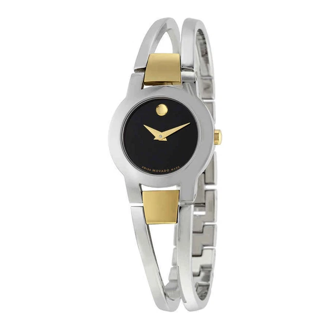 Movado Amorosa Black Dial Stainless Steel Ladies Watch 0606893