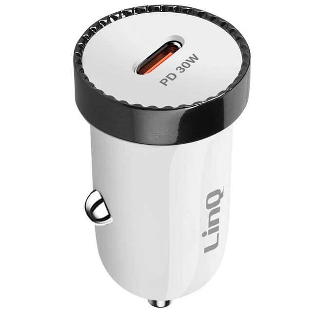 Chargeur Allume cigare Voiture USB C 30W Power Delivery Compact LinQ Blanc