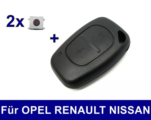 2Tasten Ersatz Auto Schlüssel Gehäuse für Renault Kangoo Clio Nissan + 2x Taster