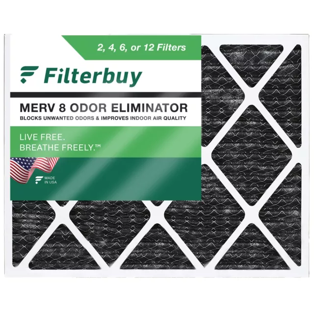 Filterbuy Allergen Odor Eliminator 20x25x1 MERV 8 Pleated AC Furnace Air Filter