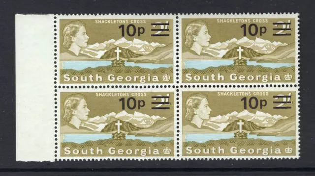 M9662 FID-South Georgia 1971 SG28 - 10p on 2/- yellow olive & light blue block