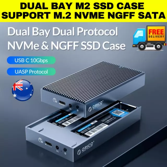 LSDT RAID M2 SATA Dual Bay SSD Case Support M.2 Disk for B Key B&M Key SSD