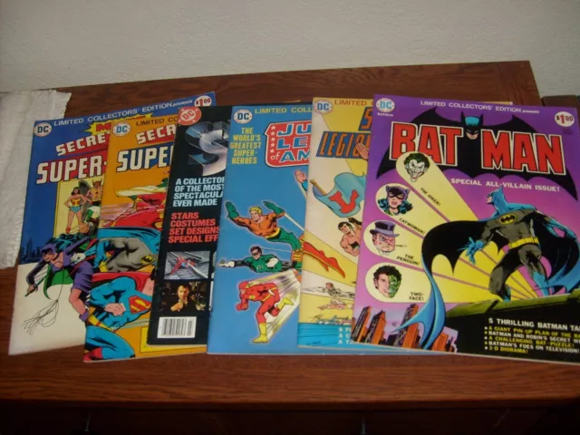 6 Dc Limited Collectors' Edition Treasury Size "Bed-Sheet" Size Comics