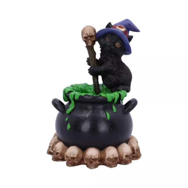 Nemesis Now Spook Black Witch Cat Bubbling Cauldron LED Cute Gothic Gift 12cm