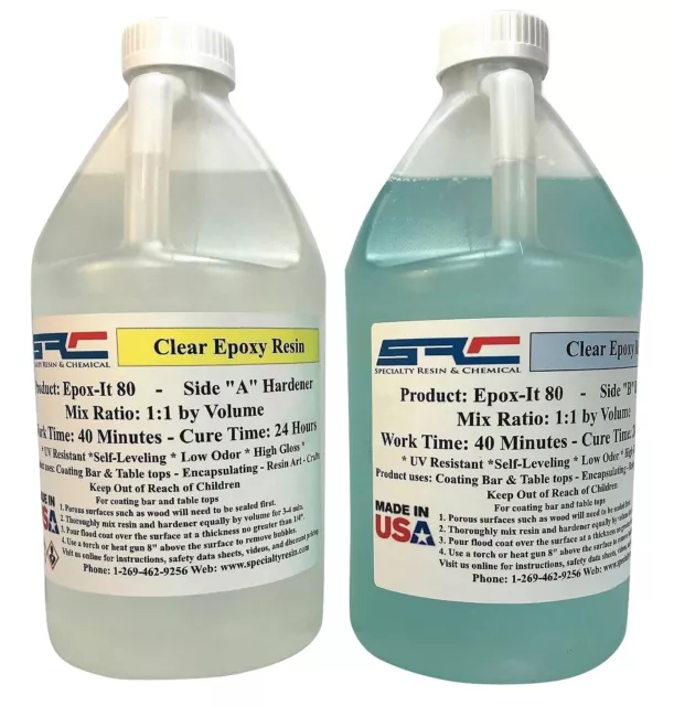 Epoxy Resin For Crystal Clear Coating Bar And Table Top 2 Gallon