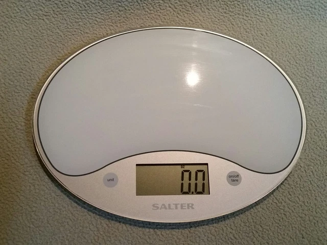 Salter Digital Kitchen Scale Model 1053 WH - Glass Top, Compact Size, Battery Op