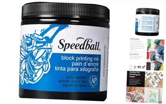 Speedball Water-Soluble Block Printing Ink 8-Ounce Jar Black