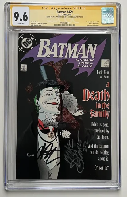Batman 429 CGC SS 9.6 Signed Starlin and DeCarlo Death in Family 1989 Joker