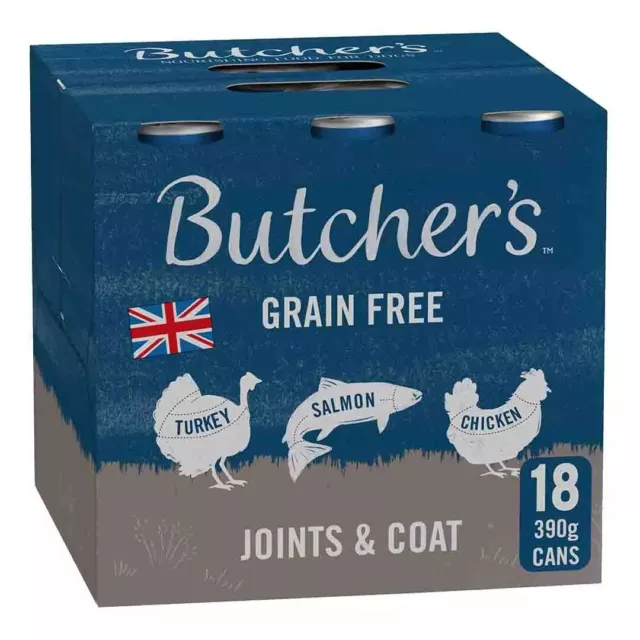 Butcher's Joints & Coat Dog Food Tins Pack 18x390g