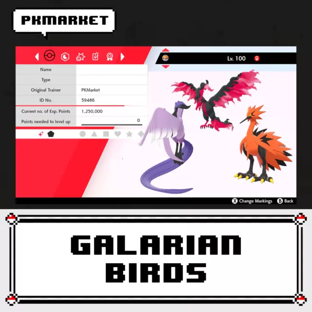 Galarian Birds Trio (Articuno + Moltres + Zapdos) Pokemon Sword / Shield ✔️  6IV