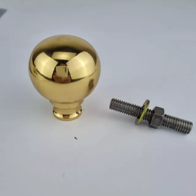 small solid Brass BED ball knobs threaded old style polished B4 S watson