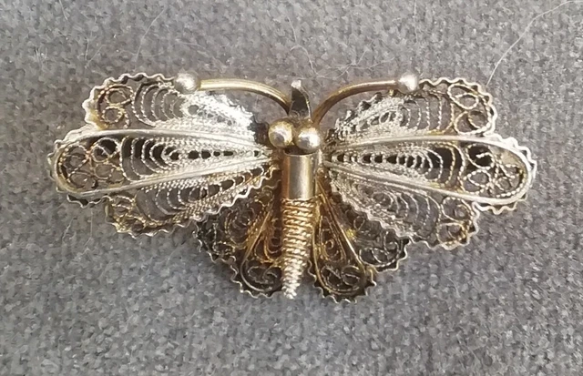 ANCIENNE BROCHE EN ARGENT avec PERLE de CULTURE et BRILLANTS EUR 15,00 - FR