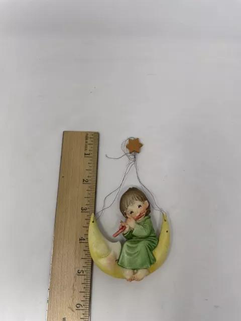 Anri Ferrandiz Italian Hand Carved Signed Moon Rider Ornament Child Man On Moon