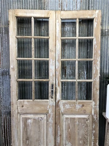 Antique French Double Doors (46x84) 8 Pane Glass European Doors G72 8