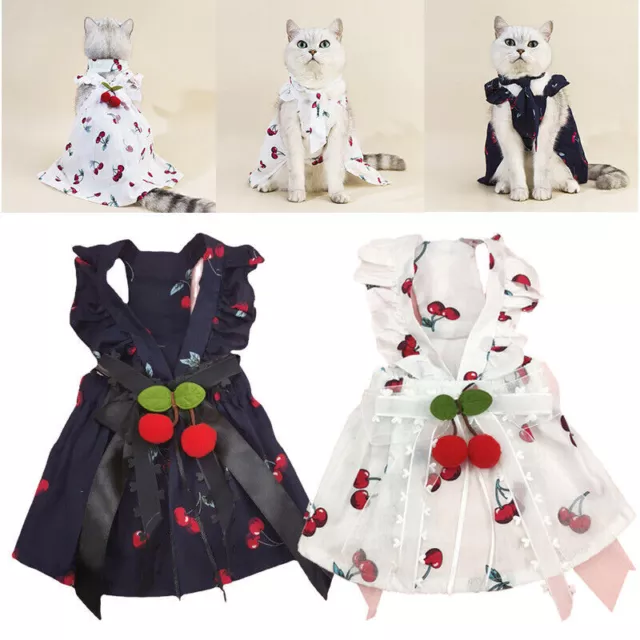 Jupe pour animaux de compagnie, robe cerise pour chat, robe de mariée pour...