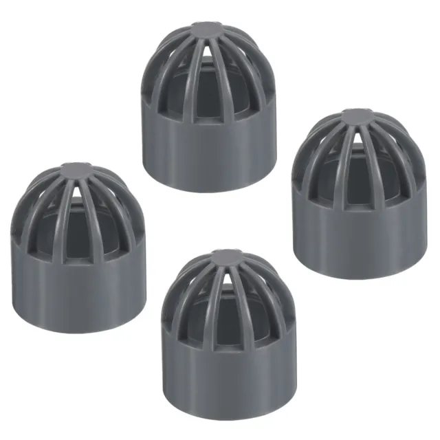 4Pcs 1/2" Atrium Grate Cover Round Outdoor UPVC Sewer Drain Pipe Fitting Gray