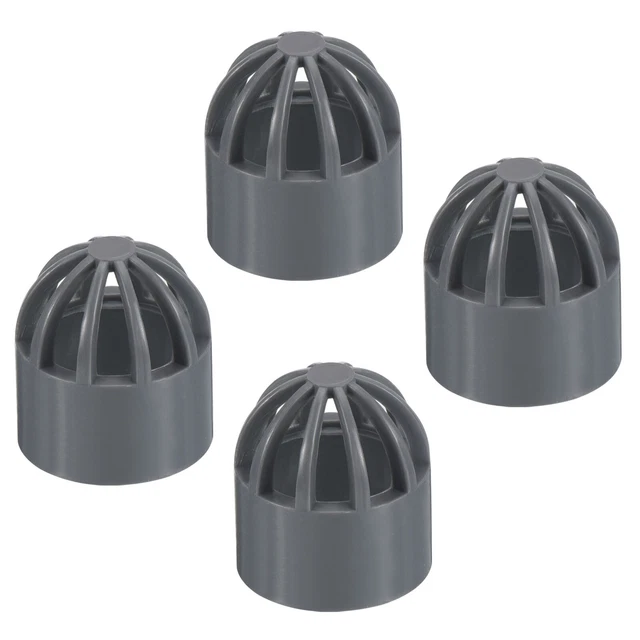 4Pcs 1/2" Atrium Grate Cover Round Outdoor UPVC Sewer Drain Pipe Fitting Gray
