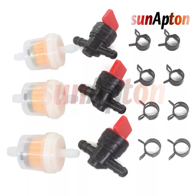 1/4" InLine Straight Fuel Filter Cut-Off / Shut-Off Valve Petcock For Motorcycle