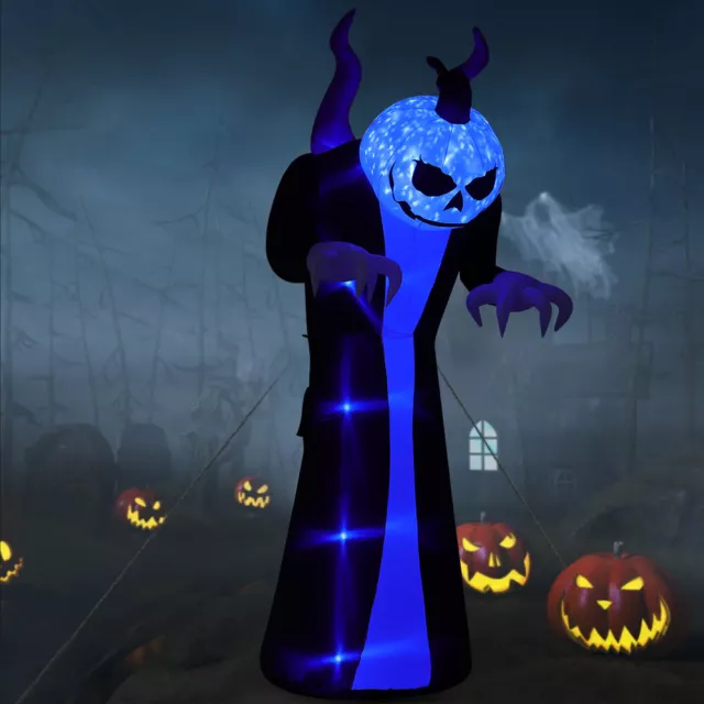 10ft Inflatable Halloween Skinny Ghost Blow-Up Outdoor Display w/ Blue LED Light