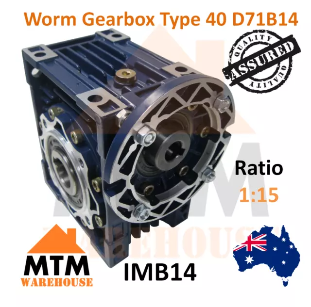 Worm Gearbox Type 40 B14 71 Input Flange 1:15 Ratio 15 Reduction 2