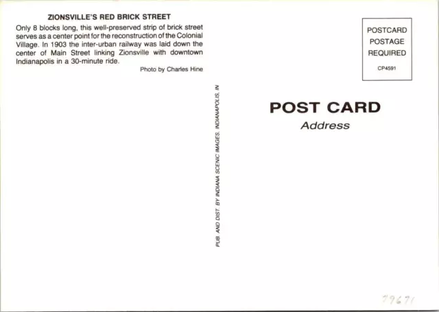 Zionsville, IN Indiana  STREET SCENE  Adam's Rib~Bank  BOONE COUNTY 4X6 Postcard 2