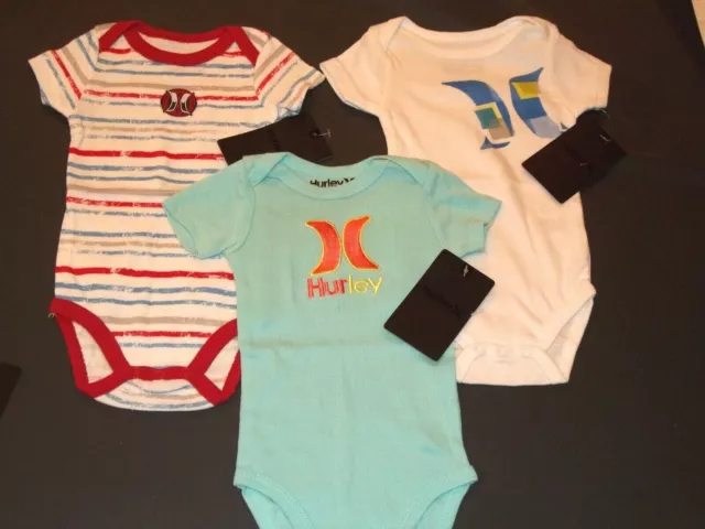 NEW Hurley short sleeve baby infant boys bodysuit 1 piece 0/3 months 7.99 ea