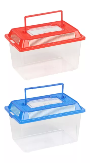 Portable Plastic Aquarium Fish Tank Small Animal Cage Container with Lid Handle