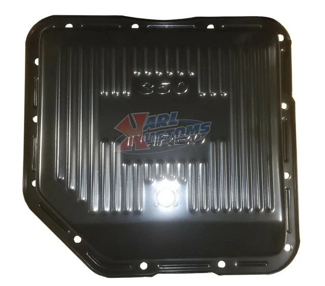 GM TURBO 350 Rasied Finned Steel Transmission Pan Black 2" Pan Depth w