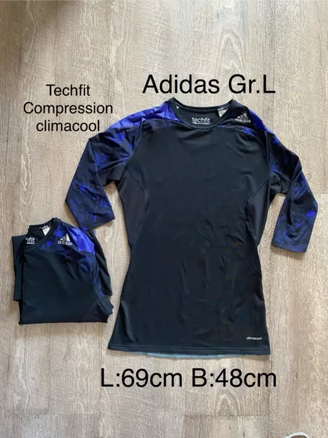 NEU Adidas TechFit Compression climacool T-Shirt Gr. L Blau Sport Herren Fußball