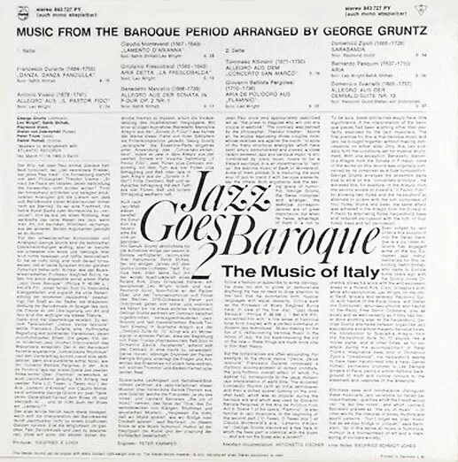 LP GEORGE GRUNTZ - JAZZ GOES BAROQUE 2 - THE MUSIC OF ITALY * PHILIPS 1965 GER m 2