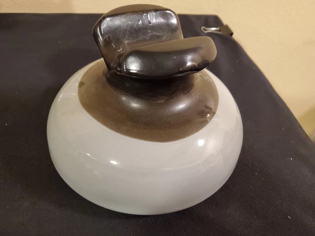 Vintage Large  Saddle-Back Insulator Ceramic Porcelain Black /  Light Blue 6