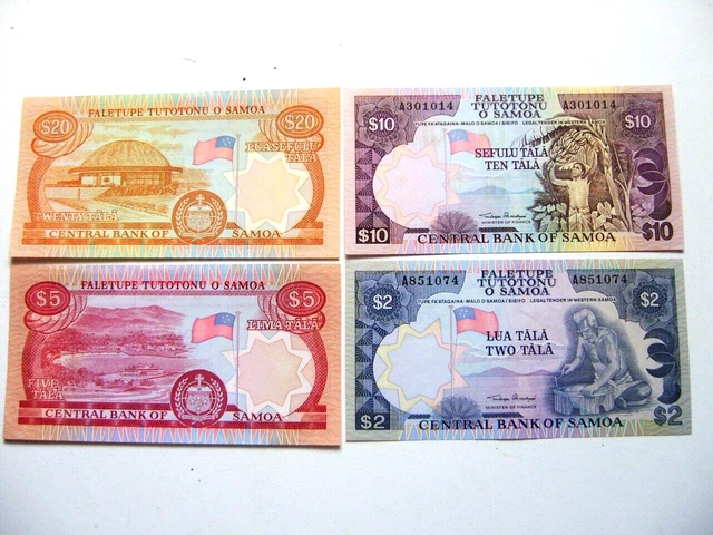 1985 Samoa 2/5/10/20 Tala banknotes, 20 tala A101010