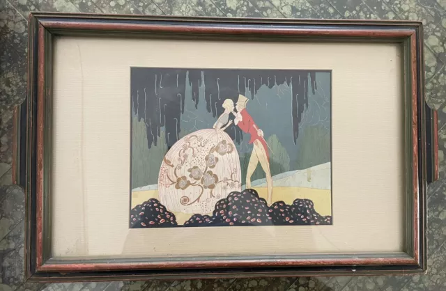 Beaitifully framed deco illustration couple illustration with matting