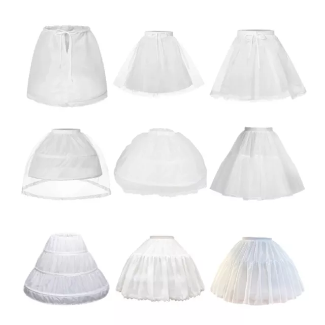 Girls Hoop Petticoat Crinoline Underskirt for Kids Flower Dress Slips White