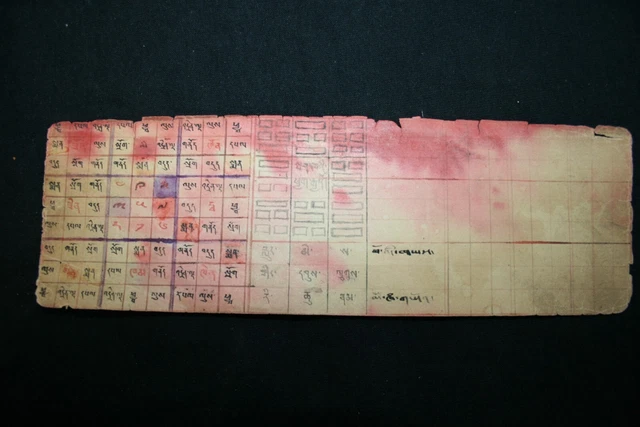 Vintage Mongolian Tibetan Buddhist Amulet Astrology Painting Mongolia #12-026