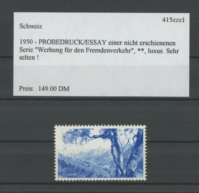 SCHWEIZ SPECIMEN 1950 ESSAY TRIAL TEST PRINT PROOF PRUEBA GUARDA h4210