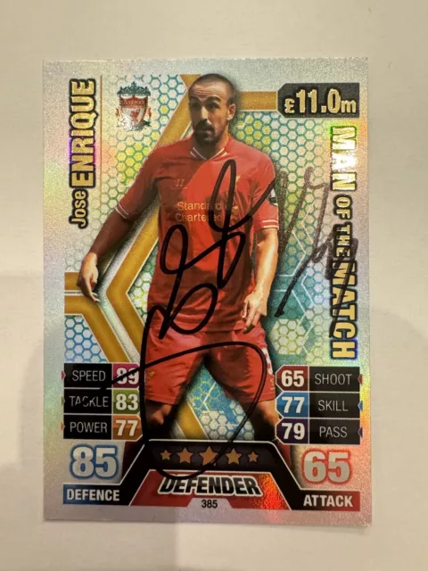 Jose Enrique LIVERPOOL FC HAND SIGNED TRADING CARD 19/20 WITH COA.