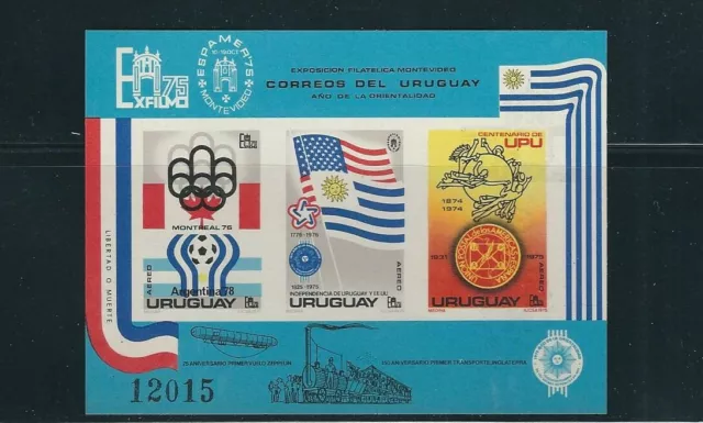 Uruguay 1975 Upu Montreal Olympiques Souvenir Feuille(Scott C418a) VF MNH