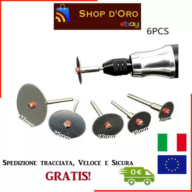 Disco Di Taglio 16 18 22 25 32mm per Dremel 6 Pezzi Lotto Acciaio Inox Mandrino