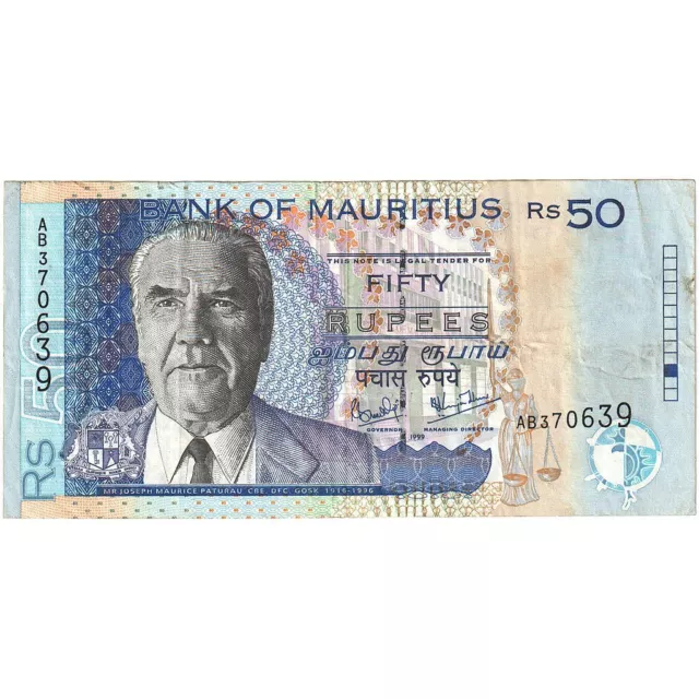 [#636333] Banknote, Mauritius, 50 Rupees, 1999, 1999, KM:50a, AU